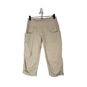 Prana Cream Maternity Cotton Blend Cropped Capri Pants Women Sz S